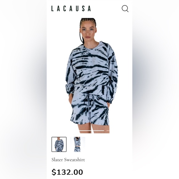 NWT Lacausa Anthropology Tie Dyed Crewneck Sweatshirt Black & Grey Size M - Picture 2 of 8